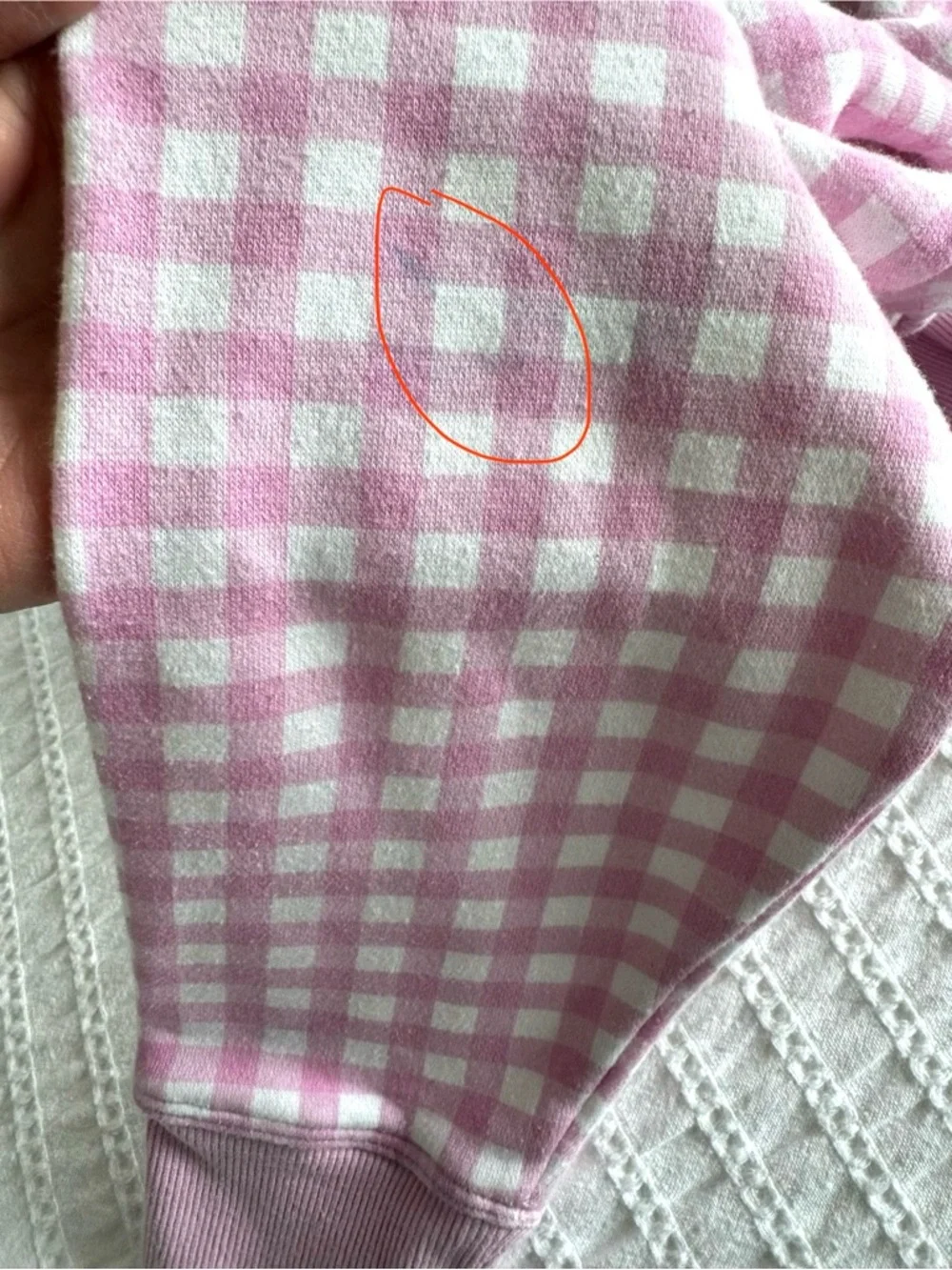 Champion Sweatshirt Pink Gingham Checkered Size M - Picture 9 of 11